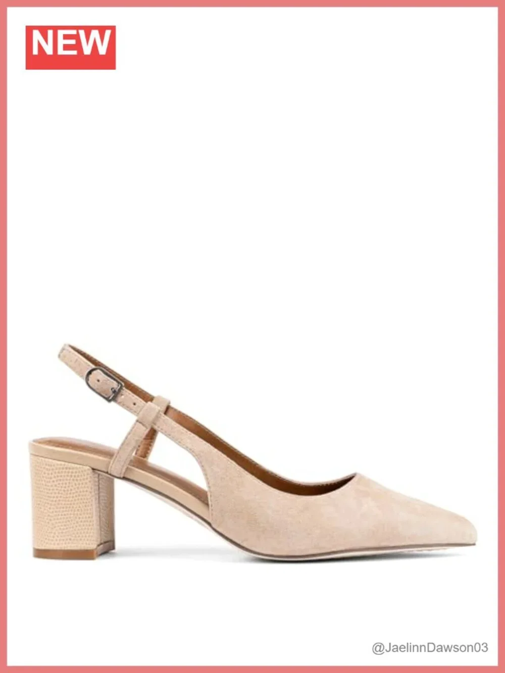 Women's Slingback Pump Heels, Pointed Toe Block Heel with Memory Foam